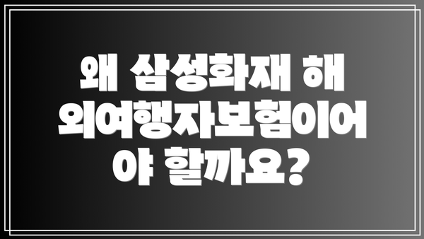 왜 삼성화재 해외여행자보험이어야 할까요?