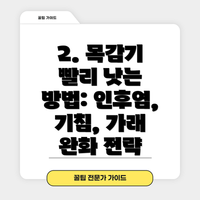 2. 목감기 빨리 낫는 방법: 인후염, 기침, 가래 완화 전략