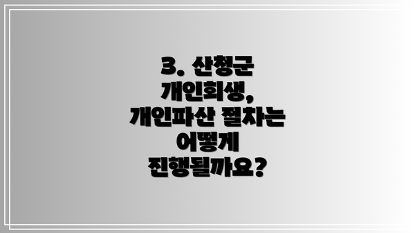 3. 산청군 개인회생, 개인파산 절차는 어떻게 진행될까요?