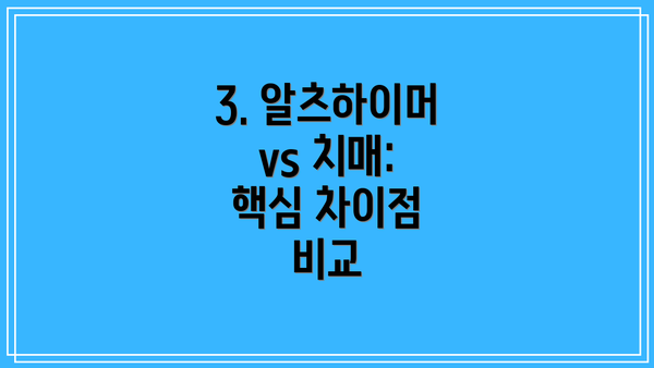 3. 알츠하이머 vs 치매:  핵심 차이점 비교
