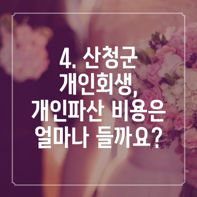 4. 산청군 개인회생, 개인파산 비용은 얼마나 들까요?