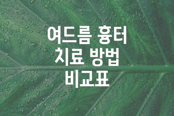 여드름 흉터 치료 방법 비교표