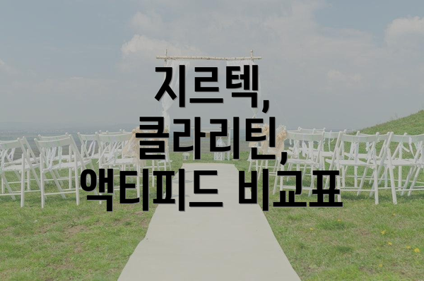 지르텍, 클라리틴, 액티피드 비교표