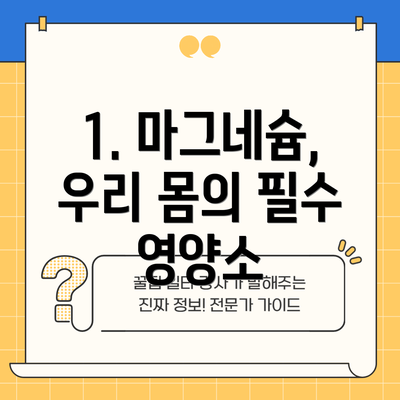 1. 마그네슘, 우리 몸의 필수 영양소