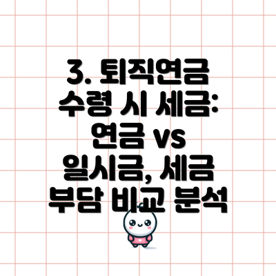 3. 퇴직연금 수령 시 세금: 연금 vs 일시금, 세금 부담 비교 분석