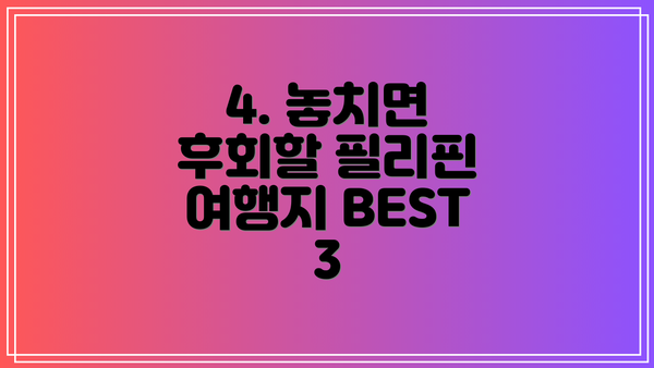 4. 놓치면 후회할 필리핀 여행지 BEST 3