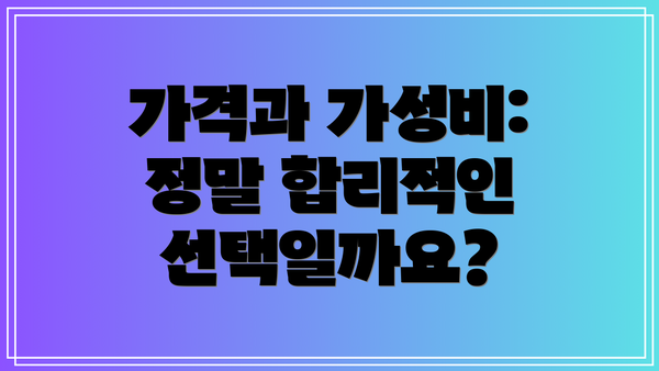 가격과 가성비: 정말 합리적인 선택일까요?