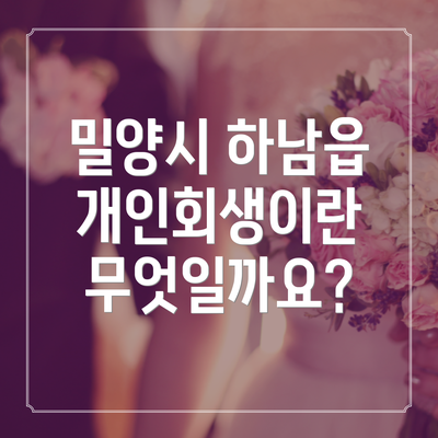 밀양시 하남읍 개인회생이란 무엇일까요?