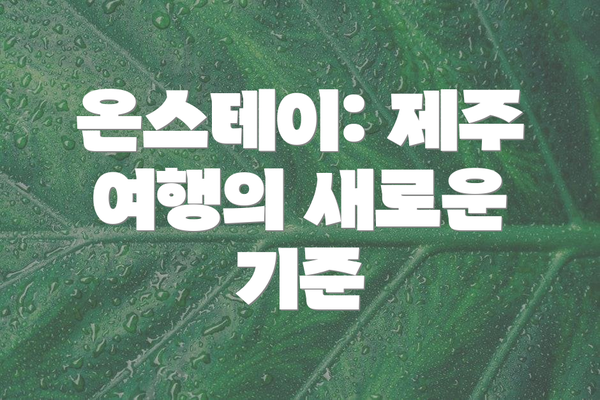 온스테이: 제주 여행의 새로운 기준