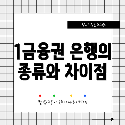 1금융권 은행의 종류와 차이점