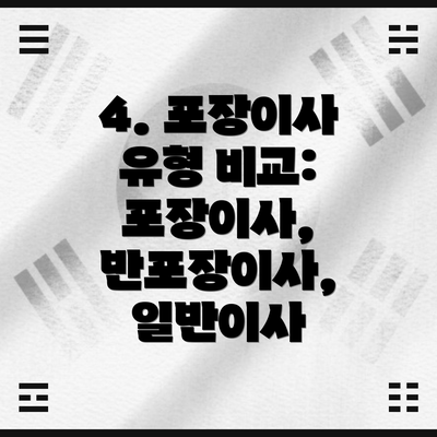 4. 포장이사 유형 비교: 포장이사, 반포장이사, 일반이사