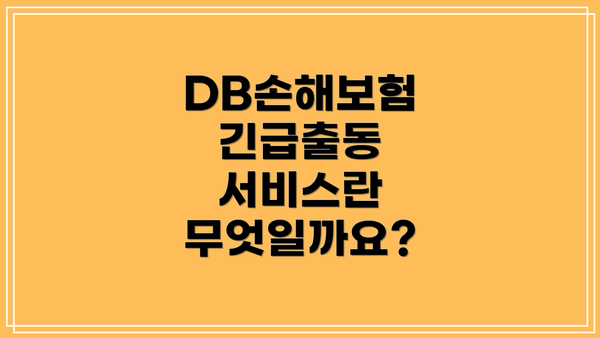 DB손해보험 긴급출동 서비스 이용 방법