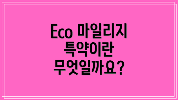 Eco 마일리지 특약이란 무엇일까요?